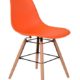 1 x Design Klassiker Stuhl Retro 50er Jahre Barstuhl Küchenstuhl Esszimmer Wohnzimmer Sitz in Orange mit Holz