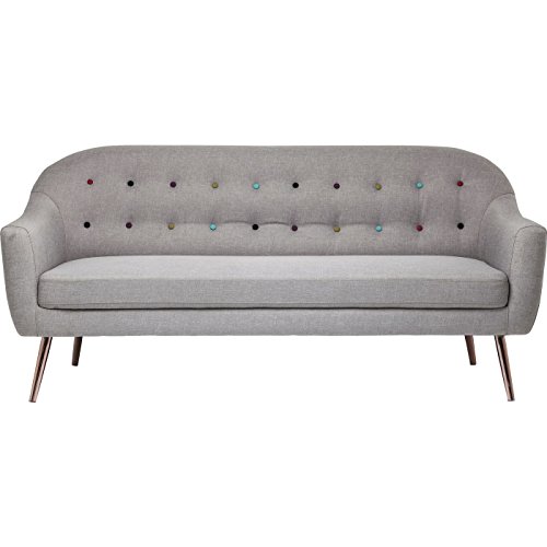 3-Sitzer Sofa Couch Design KARE Design grau mit bunten Knöpfen