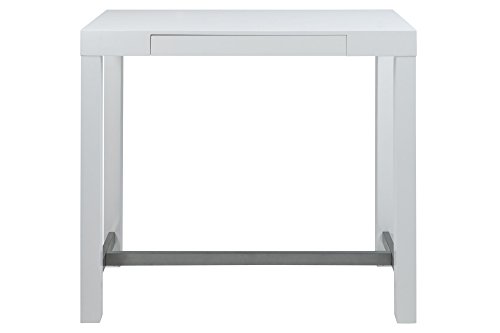 AC Design Furniture 59765 Bartisch Laura, Tischplatte und Gestell aus Holz, weiß lackiert