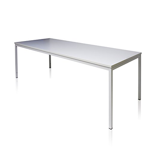 ADB Stahlrohrtisch / Universaltisch / Konferenztisch, 200x80x76 cm, lichtgrau, Schreibtisch / Besprechungstisch / Bürotisch / Verkaufstisch
