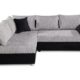 B-famous 100736 Polsterecke mit Bettfunktion und Bettkasten Ecksofa, Stoff, schwarz / grau, 161 x 224 x 83 cm