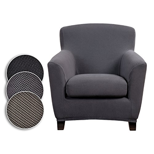 Bellboni® Couchhusse für Einsitzer Couchsessel oder Loungesessel, Sofabezug, bi-elastische Stretchhusse, Spannbezug für viele gängige Einer Sessel, anthrazit