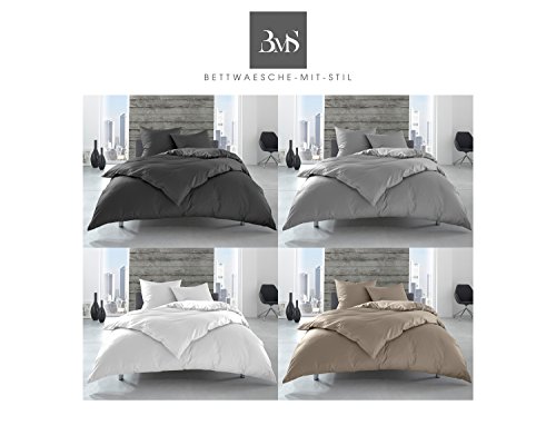 Bettwaesche-mit-Stil Hotelbettwäsche Garnitur "Lia" Linon / Renforcé / Renforcé 100% Baumwolle weiß uni einfarbig mit Reißverschluss