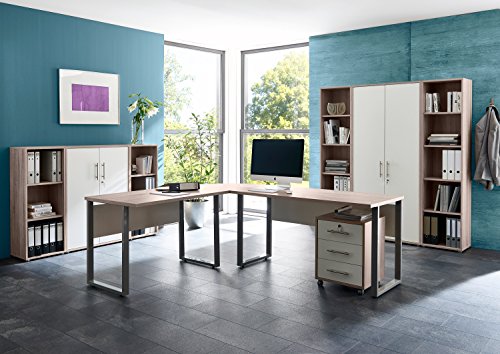 Büromöbel Arbeitszimmer komplett Set OFFICE EDITION (Set 5) in Sandeiche / Weiß