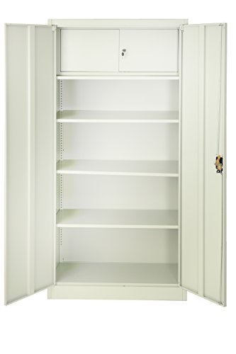 Büroschrank C001D Geheimfach Aktenschrank Metallschrank Universalschrank Flügeltürschrank Stahlschrank Lagerschrank Ideal für Büro Verschließbar