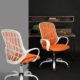 Bürostuhl, Chefsessel in Netzwerk Stoff PU Drehbare Rollen komfortabel, verstellbar weiß orange