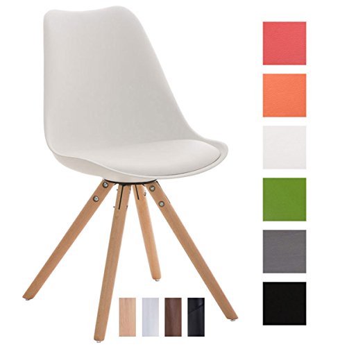 CLP Design Retro Stuhl PEGLEG, Schalenstuhl Sitzhöhe 46 cm, gepolstert, Sitz Kunststoff / Kunstleder