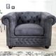 Casa Padrino Chesterfield Sessel Antikgrau - Lounge Sessel Antik grau - Wohnzimmer Sessel