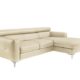 Cotta Y363562 H351 Polsterecke in weichem Kunstleder, Bettfunktion und Bettkasten, 226 x 169 cm, creme, Recamiere rechts mit chromfarbenen Fuss