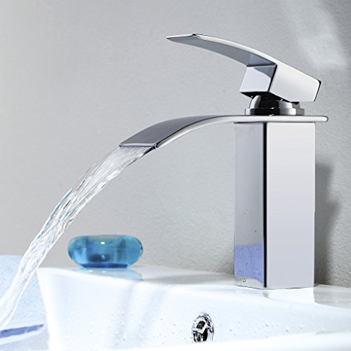 Derpras Chrom Armatur Wasserfall Wasserhahn Bad Waschtischarmatur Waschbecken Mischbatterie Badarmatur Waschtischbatterie Einhebelmischer