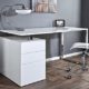 Design Schreibtisch COMPACT hochglanz weiss Bürotisch 160cm Tisch Büro Chrom Arbeitszimmer