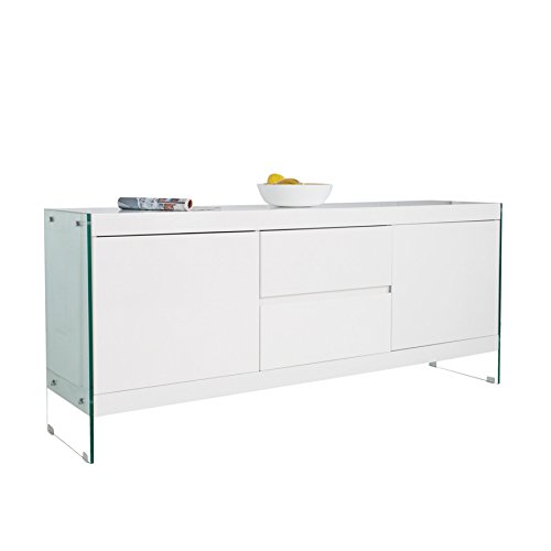 Design Sideboard FLOATING weiß 185x45x80 cm mit hochglänzender Oberfläche