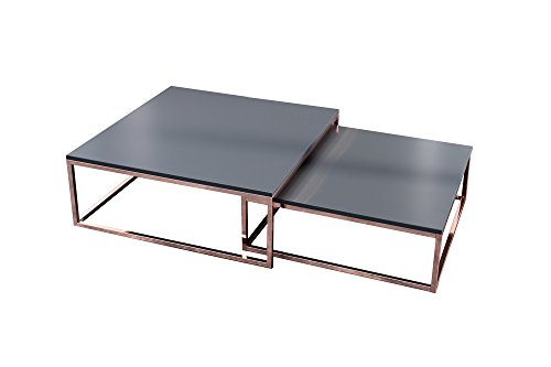DuNord Design Couchtisch Beistelltisch 2er STAGE anthrazit matt Kupfer Design Tisch Set