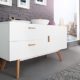 DuNord Design Sideboard Kommode STOCKHOLM 120cm weiss Eiche Retro Design Regal Anrichte