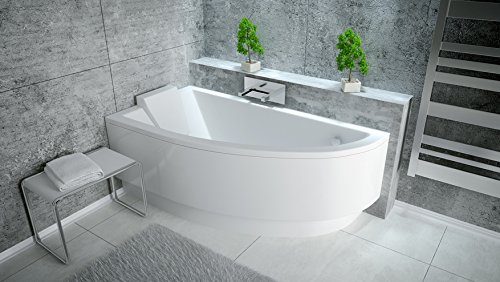 EXCLUSIVE LINE Eckbadewanne Eck Acryl Badewanne Praktik mit Wannenträger oder Schürze + Viega Simplex Ablaufgarnitur