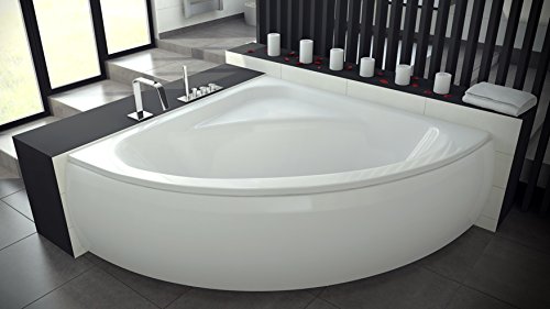 EXCLUSIVE LINE Eckbadewanne Eckige Acryl Badewanne LUXUS 148x148 cm mit Schürze Ablaufgarnitur Komplettset