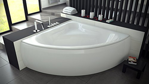 EXCLUSIVE LINE Eckbadewanne Eckige Acryl Badewanne MIA 120x120, 130x130, 140 x 140 cm Schürze Ablaufgarnitur Kompletset