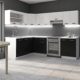 Eckküche Küche Omega 170x250 cm Küchenzeile Küchenblock Winkelküche Schwarz Weiß