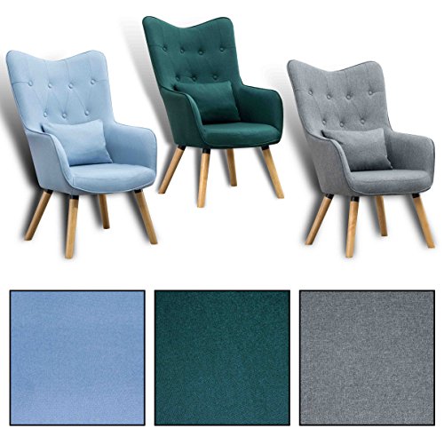 Estexo® Fernsehsessel, TV Sessel, Lounge, Relaxsessel, Polstersessel, Lesesessel, Stoff, Kissen (Hellblau)