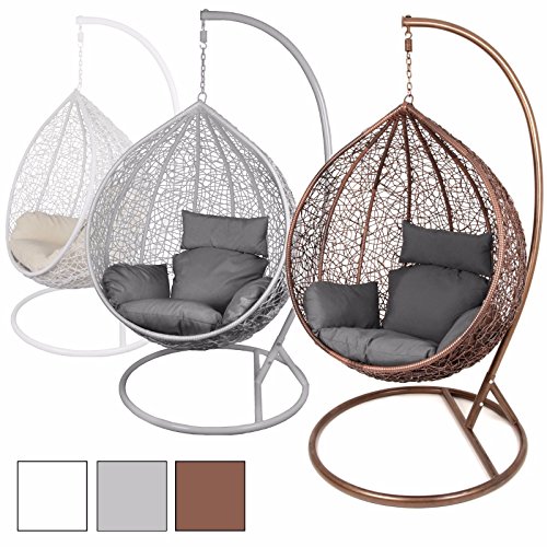 Estexo® Hängesessel mit Gestell Polyrattan Hängekorb Hänge-Schaukel Stuhl Rattan