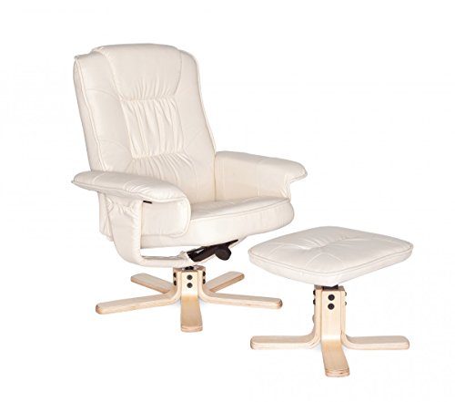 FineBuy TV Fernsehsessel Relaxsessel Leder Optik drehbar mit Hocker