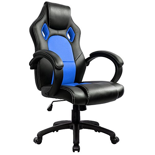 Gaming Stuhl Chair, IWMH Hoch Rücken Ergonomischer PU Leder Bürostuhl Racing Drehstuhl Computer Schreibtisch Sportsitz Gaming schreibtischstuhl High Back Büro Chefsessel Kunstleder