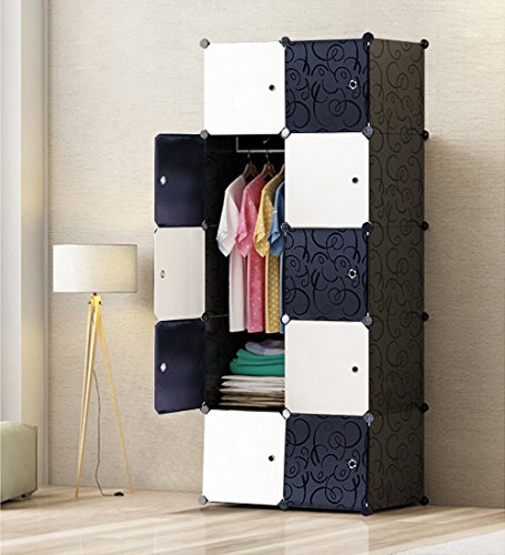Garderobe Portable Kleiderschrank für hängende Kleidung, Kombischrank, modularer Schrank für platzsparende, ideale Aufbewahrung Organizer Cube für Bücher, Spielzeug, Handtücher