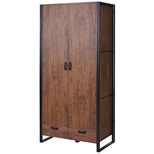 Garderobenschrank HWC-A27, Kleiderschrank Schrank 190x90x50cm 3D-Struktur, Wildeiche-Optik