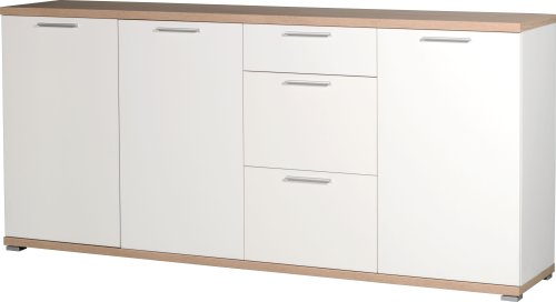 Germania 3202-178 Sideboard GW-Top in Weiß/Absetzung Sonoma-Eiche-Nachbildung, 192 x 88 x 40 cm (BxHxT)