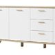 Germania 3217-221 Sideboard im skandinavischen Design GW-Oslo in Weiß/Absetzungen Sanremo-Eiche-Nachbildung, 192 x 85 x 40 cm (BxHxT)