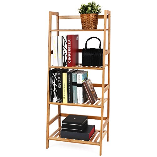 HOMFA Bambus Standregal 4 Ablage Bücherregal Badregal Blumenregal Küchenregal feuchtigkeitsbeständig Gartenregal 116x48x32cm