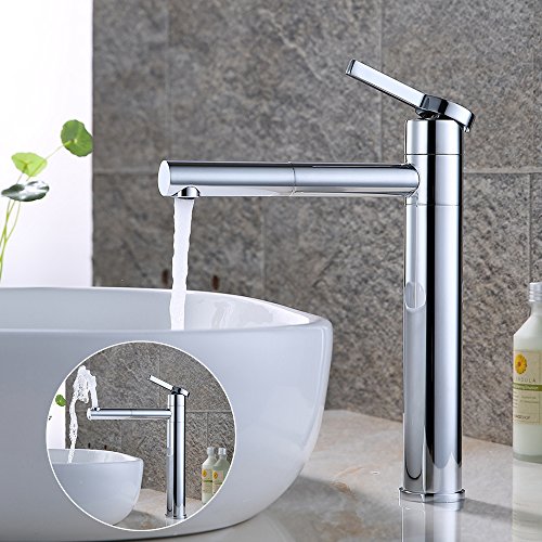 Homelody 360° verchromt Hohe Bad Armatur Waschbecken Wasserhahn Waschtisch Badarmatur Waschtischarmatur Mischbatterie Einhebelmischer Waschbeckenarmatur f.Badzimmer