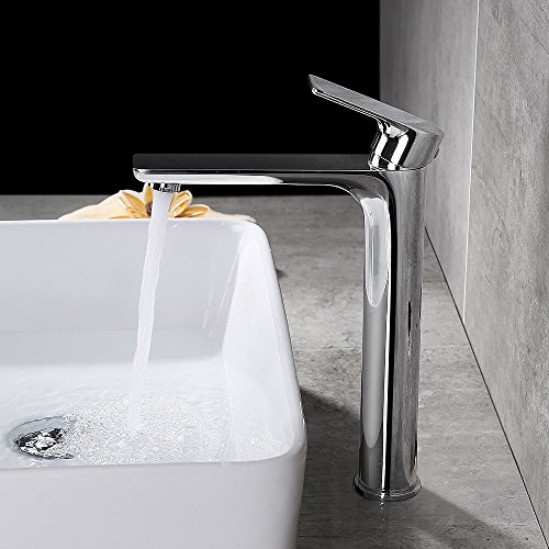 Homelody Hohe Chrom Einhebelmischer Wasserhahn Waschbecken Waschtisch Waschtischarmatur Armatur Mischbatterie Badarmatur Waschbeckenarmatur für Badzimmer