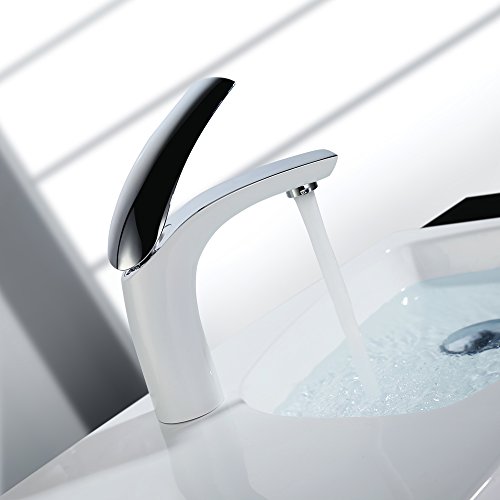 Homelody Weiss Waschtischarmatur für bad Wasserhahn Waschtisch Armatur Waschbeckenarmatur Mischbatterie Waschbecken Einhebelmischer Badarmatur Elegant