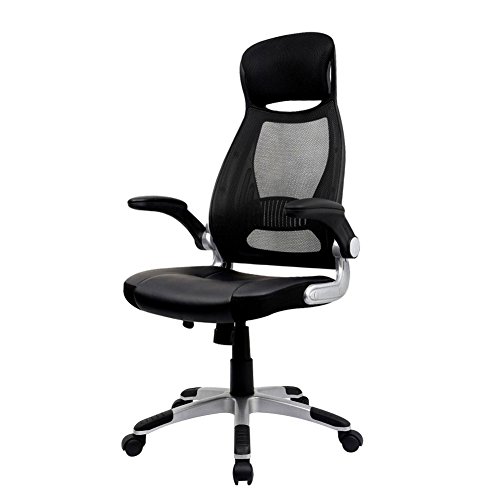 IWMH Hoch Rücken Ergonomische Schreibtischstuhl Hoch Rücken Bürostuhl Bürodrehstuhl High Back Chefsessel Schreibtischstuhl hohe ergonomische Netzrücken integrierte Kopfstütze klappbare Armlehnen Stoff