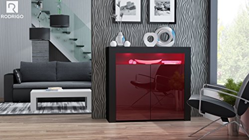 KOMMODE SIDEBOARD Beistellkommode SCHRANK HOCHGLANZ weiß schwarz Anrichte mit LED-Beleuchtung (optionale)