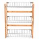 Küchenregal Bambus/Stahl, 3 Fächer, hygienische Gitterböden, puristisches Design, 42 x 33 x 13 cm