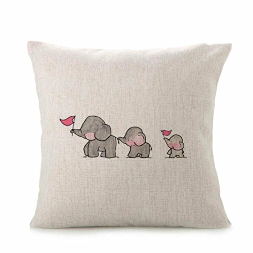 Kissenbezug 43 x 43 cm Tier Elefant Sofa Bett Auto Home Decor Festival Kissenhülle LuckyGirls