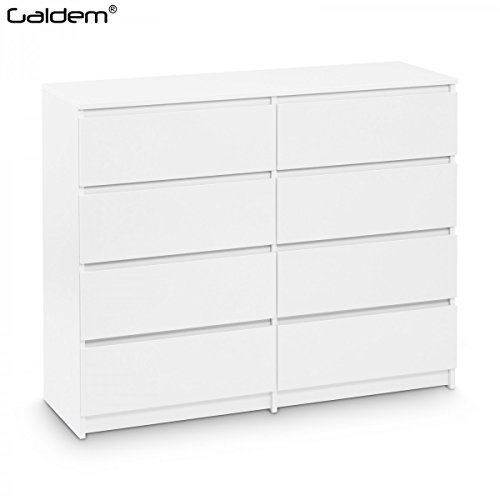 Kommode mit 8 Schubladen 120cm Sideboard Mehrzweckschrank Anrichte Diele Flur Esszimmer Wohnzimmer Weiß