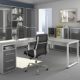Komplettes Arbeitszimmer - Büromöbel Komplett Set Modell 2016 MAJA SET+ in Platingrau / Grauglas (SET 8)