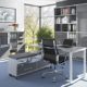 Komplettes Arbeitszimmer - Büromöbel Komplett Set Modell 2017 MAJA SET+ in Platingrau / Grauglas (SET 6)