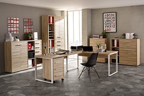 Komplettes Arbeitszimmer - Büromöbel Komplett Set Plus MAJA SET+ in Eiche Natur (SET 14)