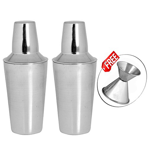 Kosma 2er Set Edelstahl Cocktail Shaker Shaker | Trinken | Martini | Mocktail Shaker 500ml mit "FREI" Peg Vermesser 30/60 ml