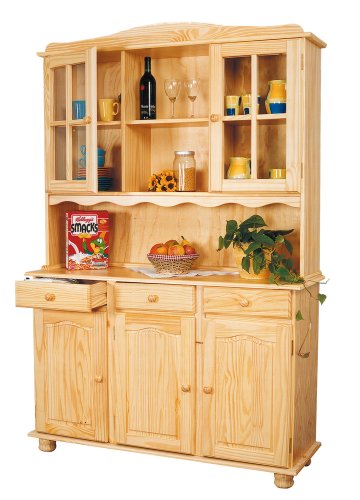 Links 30500020 Anrichte Vitrine Buffetschrank Kommode Kiefer massiv natur 5-türig Schubladen