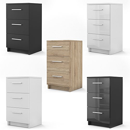 Nachtkommode für Boxspringbett 2-er Set 66cm hoch Nachtschrank Nachttisch Kommode Schrank - bequem erreichbar - 3 Schubladen