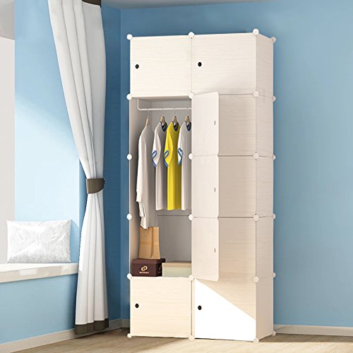 PREMAG Wood Pattern Portable Garderobe für hängende Kleidung, Kombischrank, modulare Schrank für platzsparende, ideale Storage Organizer Cube für Bücher, Spielzeug, Handtücher