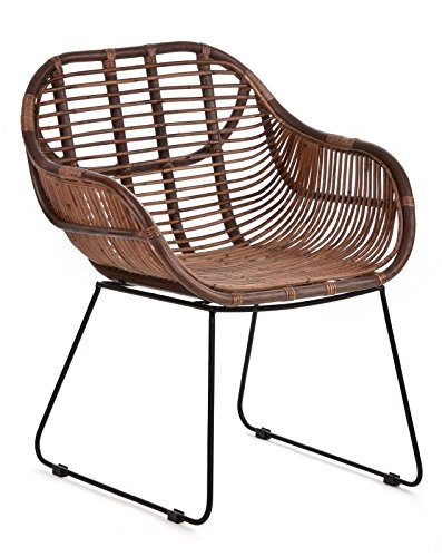 RATTANSTUHL Rattan-Stühle Korb-Stuhl Korb-Sessel - braun - Retro 50er Lounge Loft Esszimmer Garten Küche Bistro Balkon Terrasse mit Armlehne