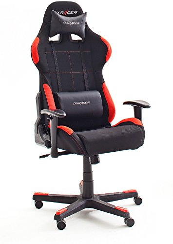 Robas Lund DX Racer 1 Gamingstuhl, Schreibtischstuhl, Bürostuhl, 78 x 124-134 x 52 cm, schwarz/rot
