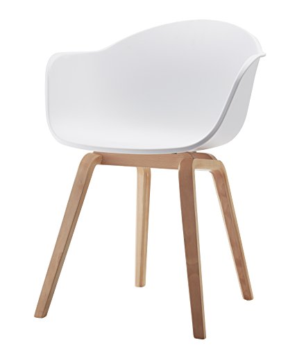 Romeo Wohnzimmerstuhl Esszimmerstuhl 2er-set Weiß Polypropylen und Buchenholz retro design Stuhl für Büro Lounge Küche Wohnzimmergrey