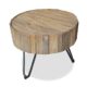 Runder Beistelltisch LAGOS Couchtisch Teakholz Massivholz sandgestrahlt Durchmesser 50cm Industrial Design 14250